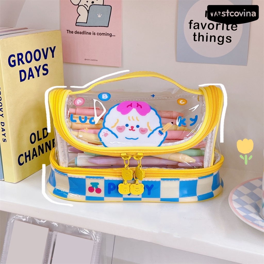 [WSTN] [WSTN]✎Túi Đựng Bút Bằng PVC Trong Suốt Chống Bụi Sức Chứa Lớn Họa Tiết Hoạt Hình Cho Học Sinh