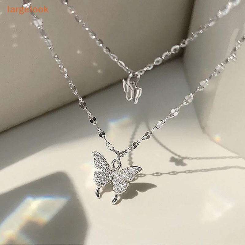 Vòng cổ Hai Lớp Mặt Hình Bướm Lấp Lánh Thời Trang Cho Nữ