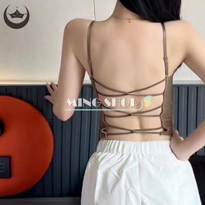 Áo Hai Dây Mùa Hè Màu Trơn Có Mút Đệm Ngực Gợi Cảm Cho Nữ