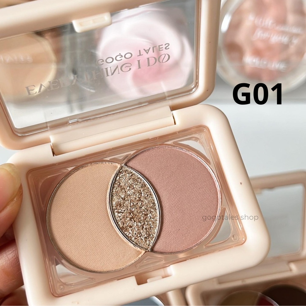 Bảng phấn mắt 3 ô kiêm tạo khối highlight GOGO TALES bling bling Small Square Box Eyeshadow Palette GT473 Gogotales