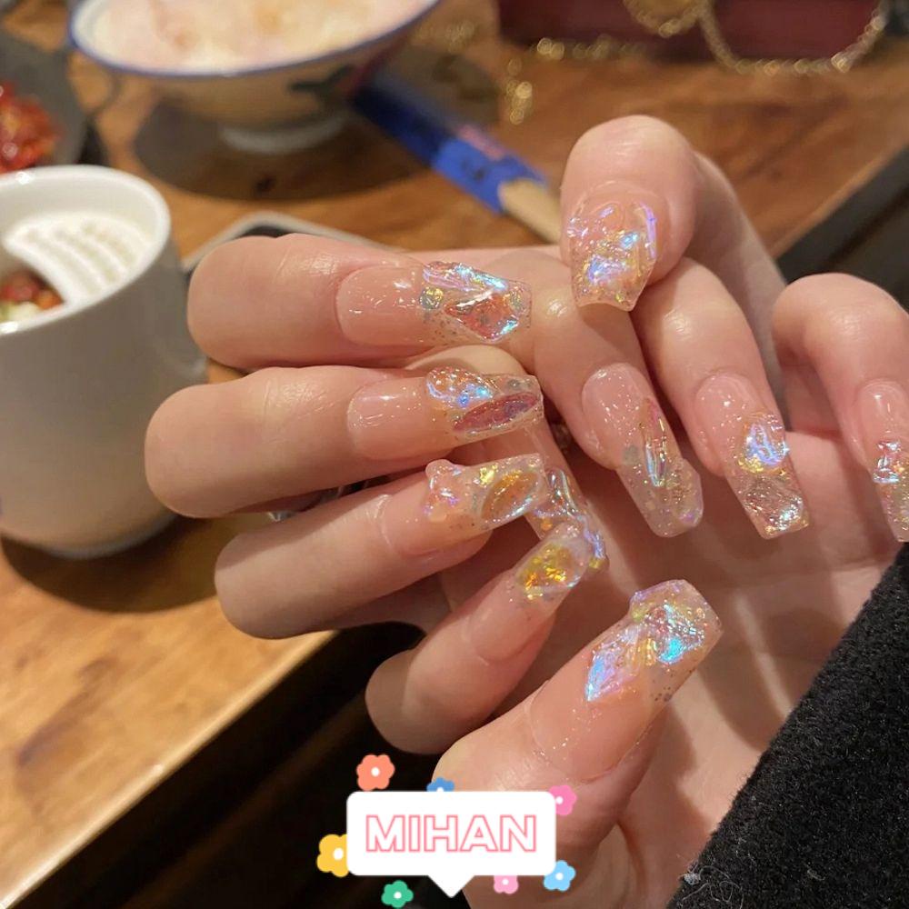 MIHAN1 Bộ 24 Móng Tay Giả Che Phủ Toàn Diện Tháo Rời Được