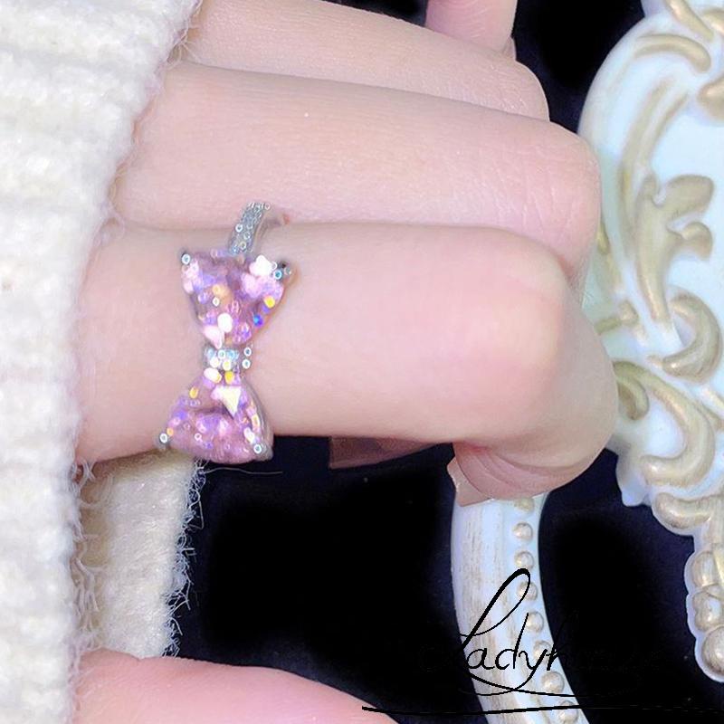 Nhẫn Đính Đá Hình Nơ Có Thể Điều Chỉnh Kích Thước Dành Cho Nữ