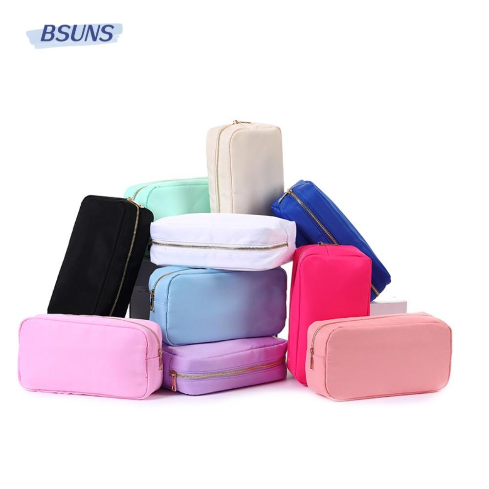 BSUNS Túi Đựng Mỹ Phẩm Trang Điểm Sức Chứa Lớn Bằng Nylon Chenille Màu Vàng Kim Có Khóa Kéo Thời Trang