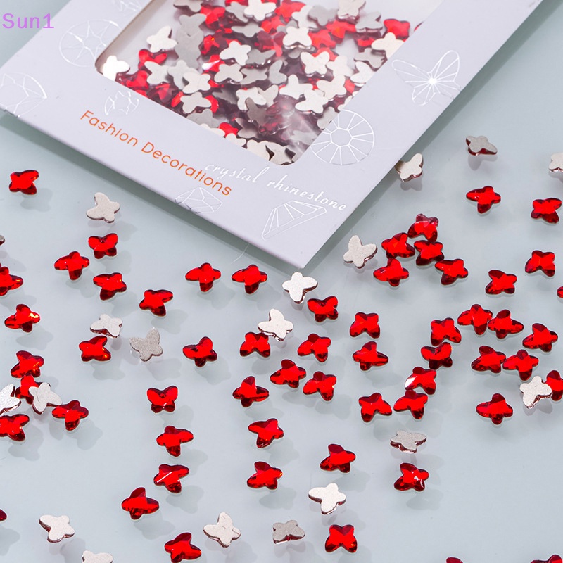 Set 1 &gt; 100 Hạt Cườm Kính 3D Hình Bướm Dùng Để Trang Trí Móng Nghệ Thuật DIY