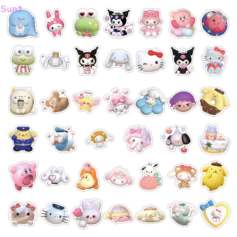 Set 60 / 120 Sticker 3D Hình Nhân Vật Hoạt Hình Kuromi My Melody Dễ Thương Chống Nước