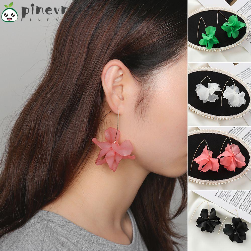 PINEVN Đôi Bông Tai Dáng Rơi Họa Tiết Hoa Thời Trang Cho Nữ