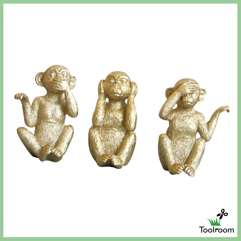 Set 3 Tượng Khỉ Sáng Tạo Trang Trí Lối Đi