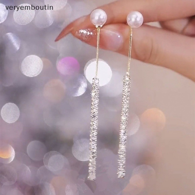 1 Đôi Bông Tai Dáng Dài Đính Đá Lấp Lánh Thời Trang Cho Nữ