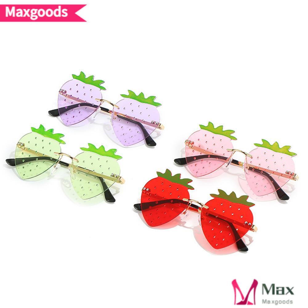 MAXG Kính Mát Không Gọng Hóa Trang Dâu Tây Y2K Bằng Kim Loại Trang Trí Halloween / Giáng Sinh Cho Nữ