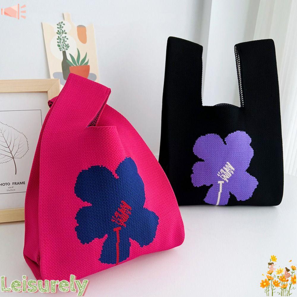 LEILY Túi Xách Đan Len Thủ Công Thắt Nút Dễ Thương Cho Bạn Gái