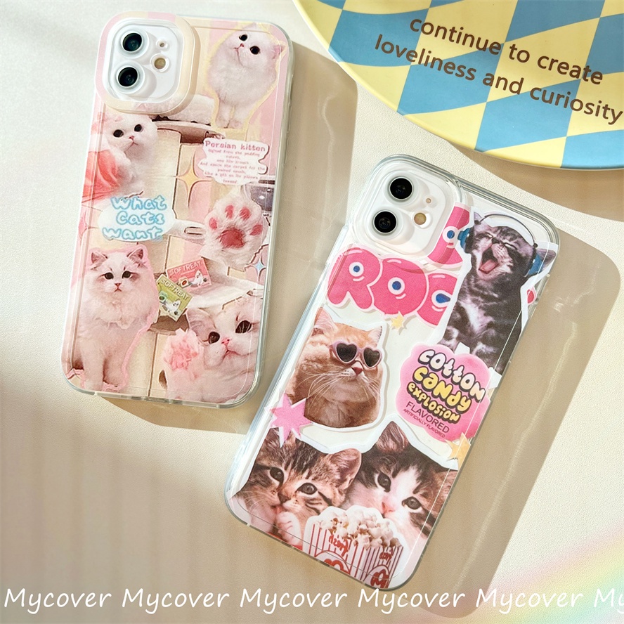 Ốp Điện Thoại Silicone Mềm Chống Sốc In Hình Mèo Cho iPhone 11 12 13 14 Pro Max X Xr Xs 8 7 6 Plus SE 2020