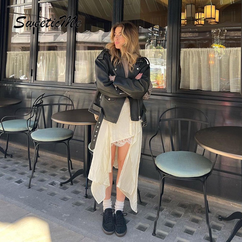 Chân Váy Ren Dài Lưng Thấp Màu Trơn Thời Trang Mới 2023 Cho Nữ