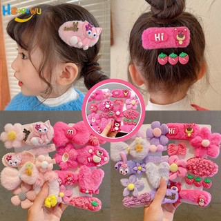 Kẹp tóc hình thỏ / gấu phối hoa màu tím dễ thương cho bé gái