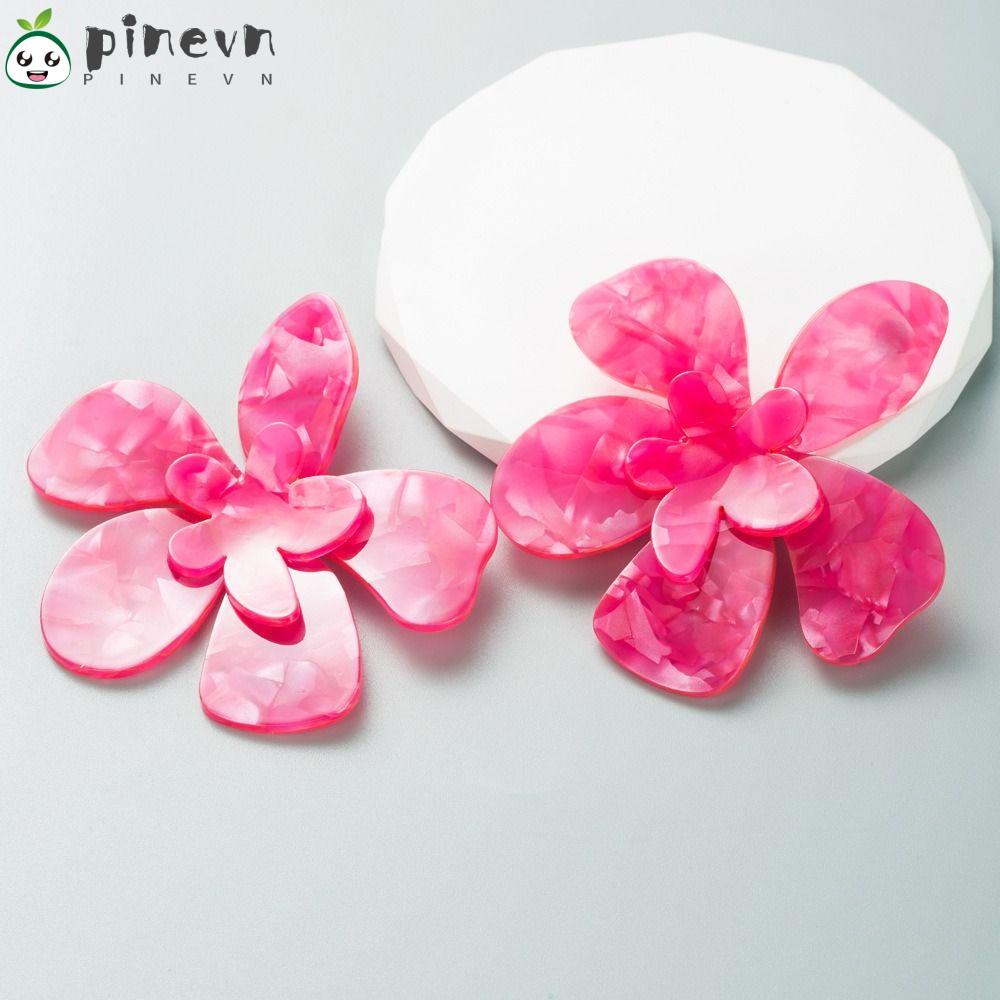 PINEVN Khuyên Tai Acrylic Hình Hoa Nhiều Màu Sắc