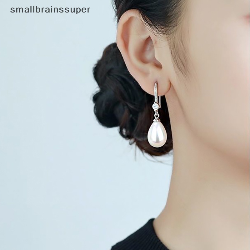 1 Cặp Bông Tai Đính Ngọc Trai Giả Hình Giọt Nước Màu Bạc Thời Trang Cho Nữ SBS