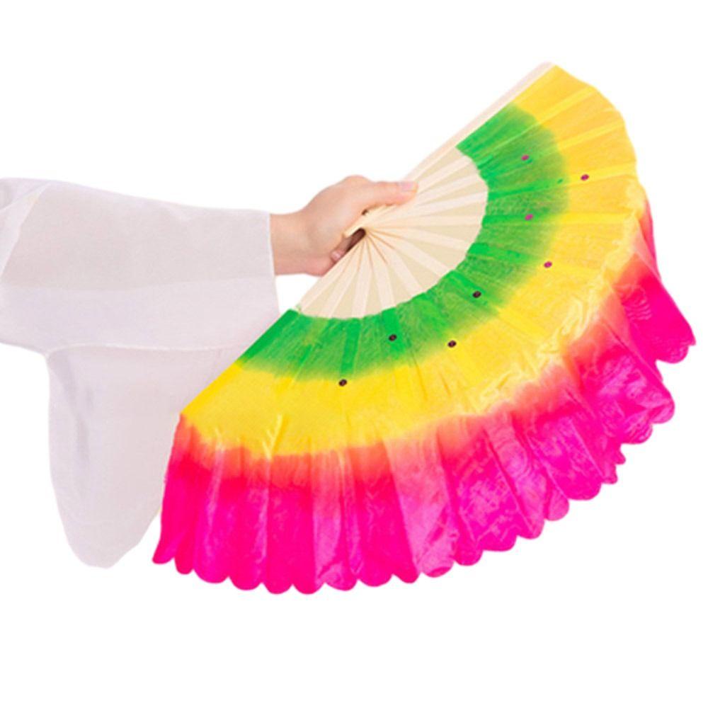 SHOUKEY Quạt Múa Bụng Bằng Lụa Dài 26cm Màu Sắc Gradient
