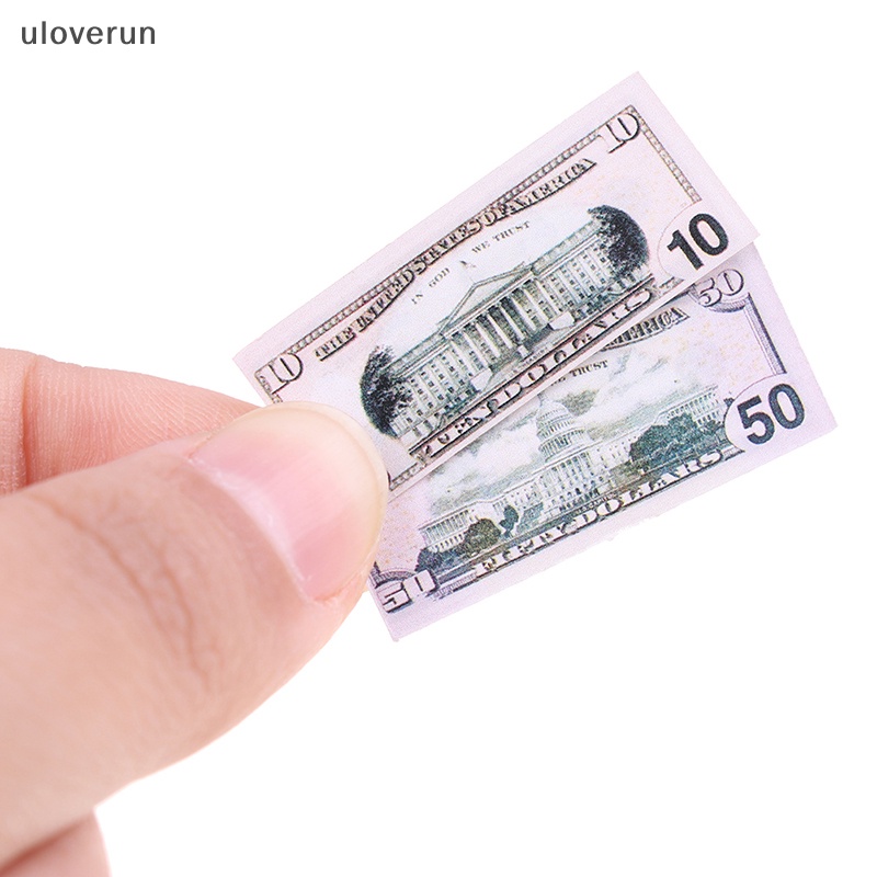 Set 100 Tờ Tiền Đô La 5 / 10 / 20 / 50 / 100 Trang Trí Nhà Búp Bê Tỉ Lệ 1: 12