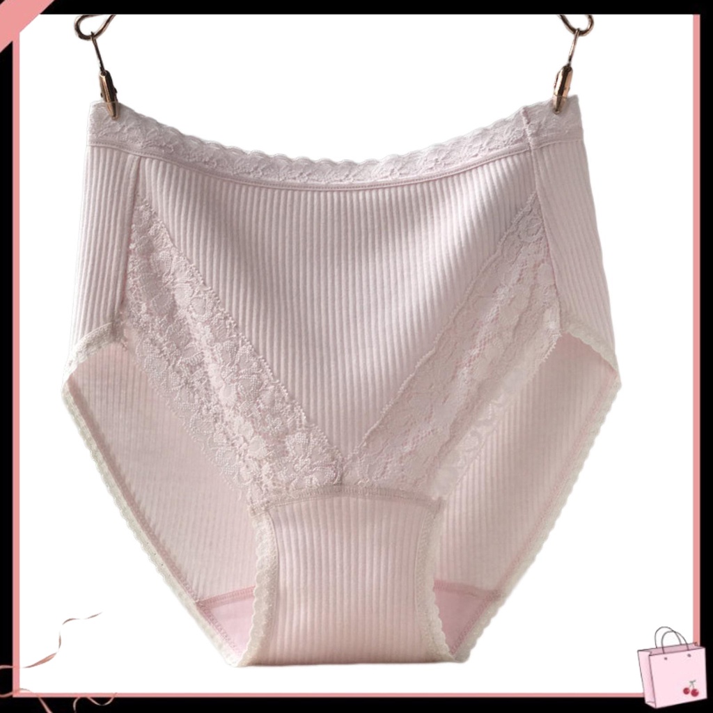 {Soltweter} Quần Lót Nữ Cạp Cao Phối Ren Nâng Hông Có Gân