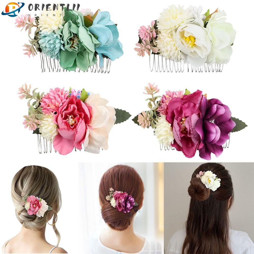 ORIENTLII Lược Cài Tóc Cô Dâu Hình Hoa Đính Pha Lê Lấp Lánh
