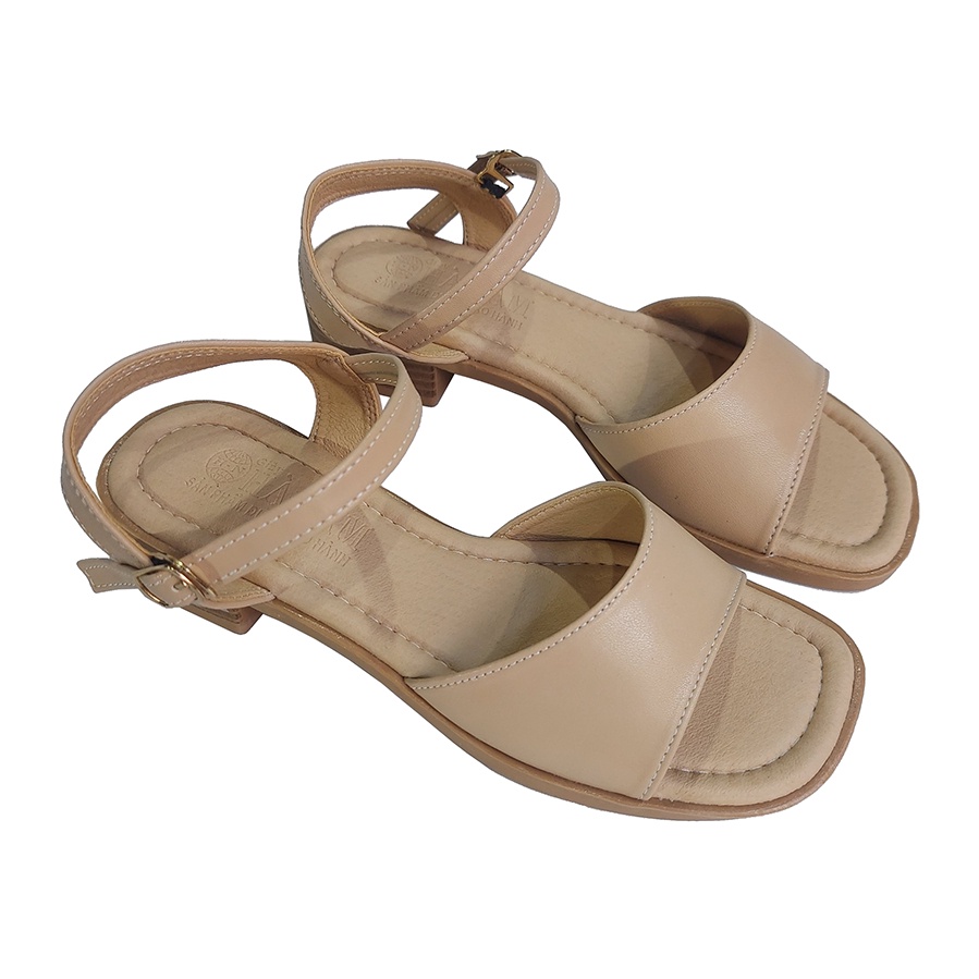 Giày Sandal nữ cao gót 3cm TiTi ĐÔ da bò thật thời trang cao cấp DNU2177