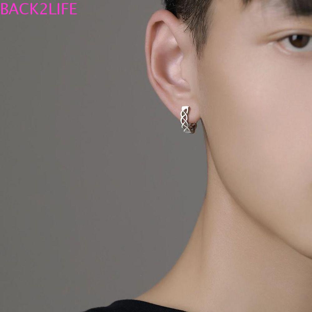 BACK2LIFE Bông Tai Mạ Bạc Dạng Vòng Thắt Nút Phong Cách Đường Phố Cá Tính Cho Nam Và Nữ