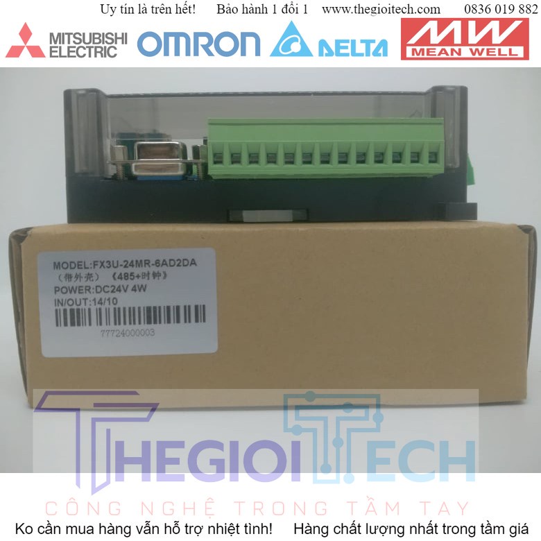Main board, Bộ Bo mạch lập trình PLC FK3U FX3U-24MR, 6AD-2DA RS485, Có pin thời gian thực RTC, Modbus RTU