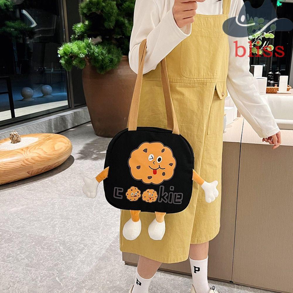 BLISS Túi Xách Canvas Cỡ Lớn Họa Tiết Hoạt Hình Đơn Giản