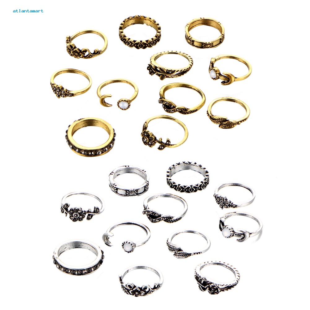 Túi Đựng Đồ Dùng Đa Năng Tiện Dụng| Bộ 11 Nhẫn Đeo Đốt Ngón Tay Khắc Hình Hoa Hồng Phong Cách Retro