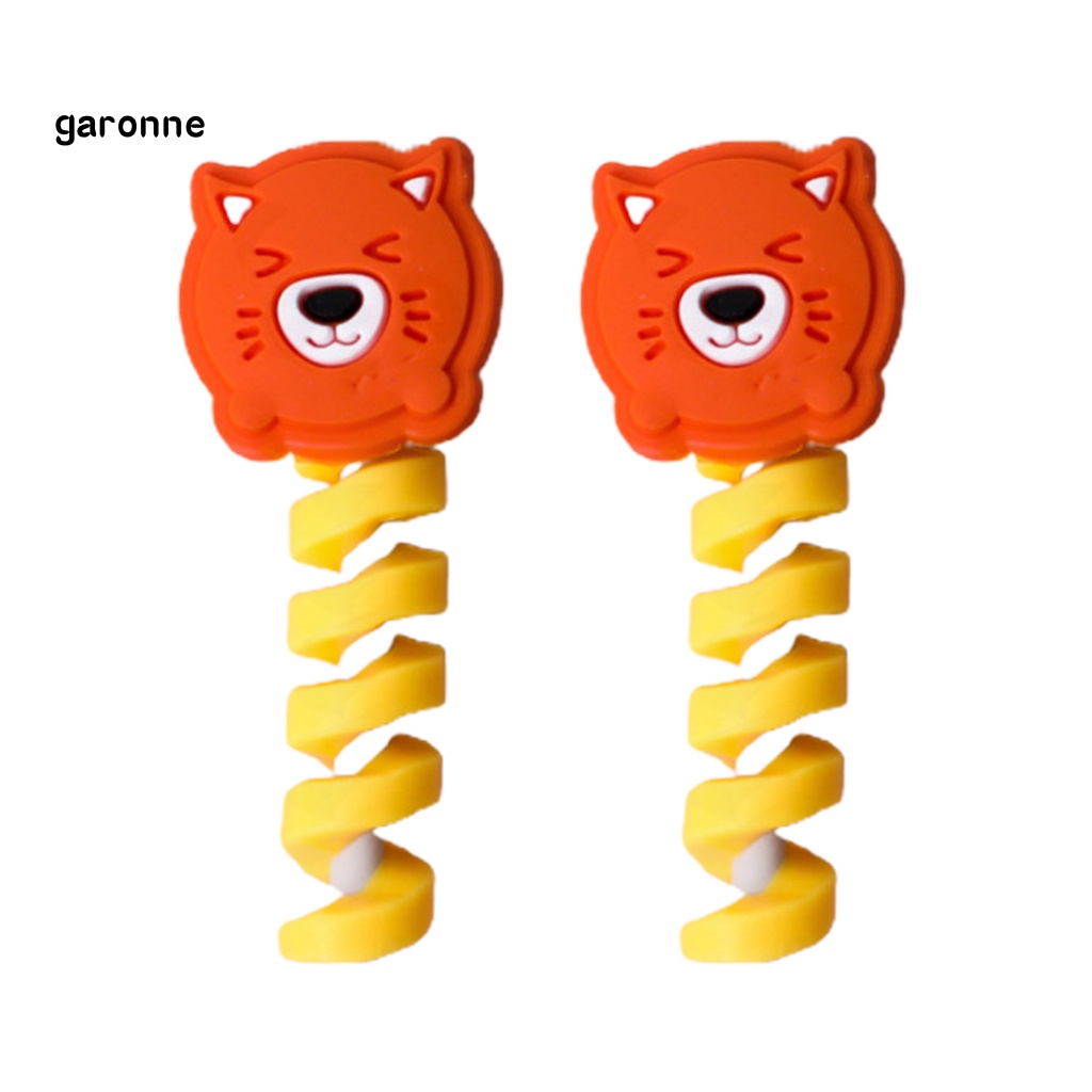 Set 2 Phụ Kiện Bảo Vệ Dây Cáp Sạc USB Hình Gấu Hoạt Hình Dễ Thương