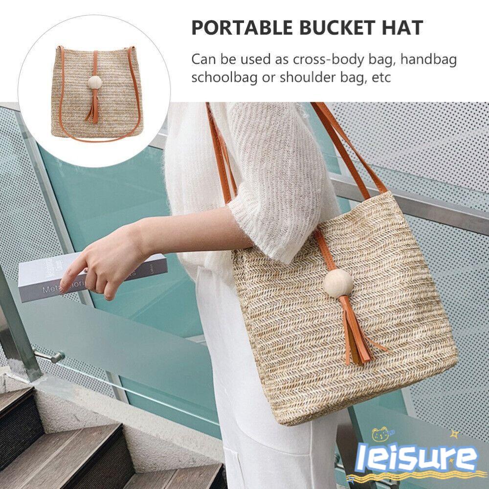 LEISURE Túi Xách Rơm Đan Thời Trang Nữ Tính