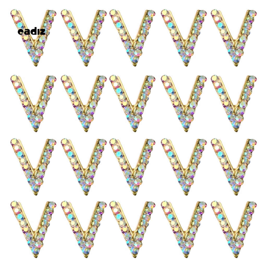 Bộ 20 Đá Đính Trang Trí Móng Tay Hình Chữ V Chống Rơi