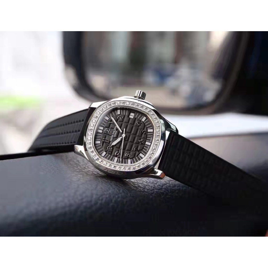 Patek * Đồng Hồ Đeo Tay Đính Kim Cương Philippe Dây Cao Su Thoải Mái Đa Năng Cho Nữ