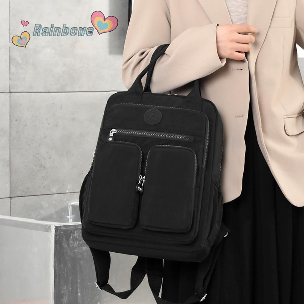 RAINBOW Ba Lô Đi Học / Du Lịch / Đựng Laptop Chất Liệu Nylon Chống Thấm Nước Có Tay Cầm Mềm Mại