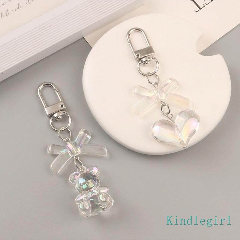 Móc Khóa Hình Ba Lô Gấu / Trái Tim Dễ Thương Dùng Trang Trí Túi Xách Nữ