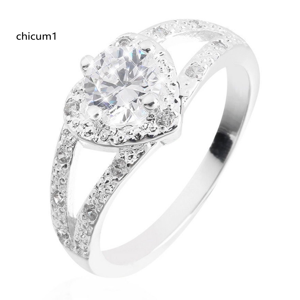 Nhẫn Đính Đá Hình Trái Tim Thời Trang Cho Nữ