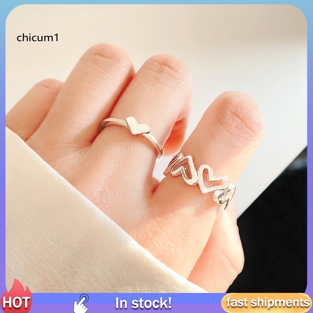 1 Cặp Nhẫn Đeo Ngón Tay Màu Sắc Xinh Xắn Lãng Mạn Dành Cho Nữ