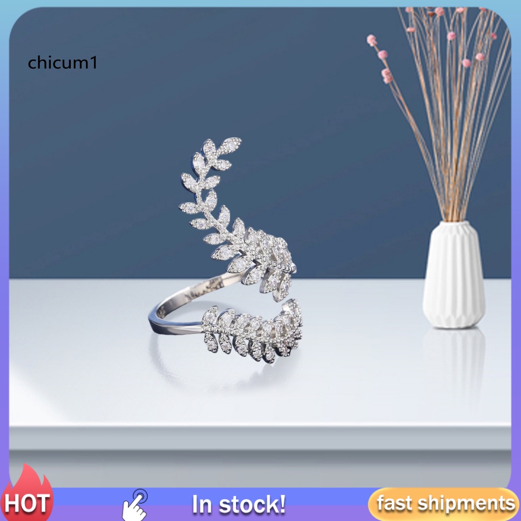 Nhẫn Đeo Tay CC Hình Chiếc Lá Màu Sắc Duyên Dáng Có Thể Điều Chỉnh Kích Thước