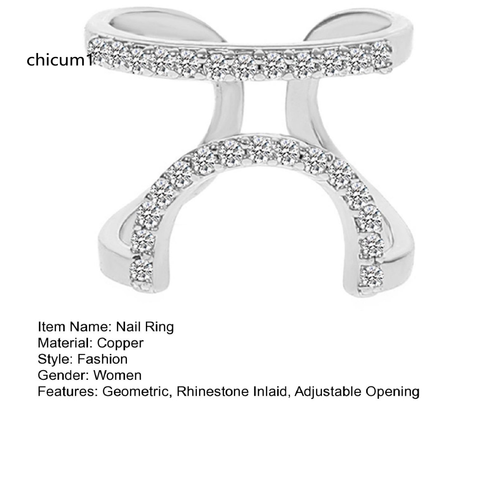 Nhẫn Hở Đính Đá Lấp Lánh Có Thể Điều Chỉnh Trang Trí Móng Tay