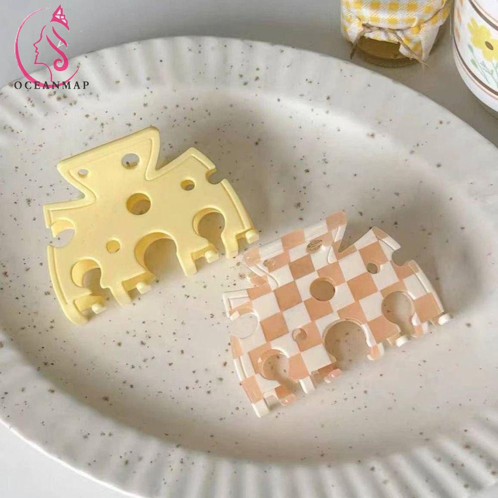 OCEANMAP Kẹp Tóc Càng Cua Kẻ Sọc Caro Hình Học Rỗng Thanh Lịch Cho Bữa Tiệc