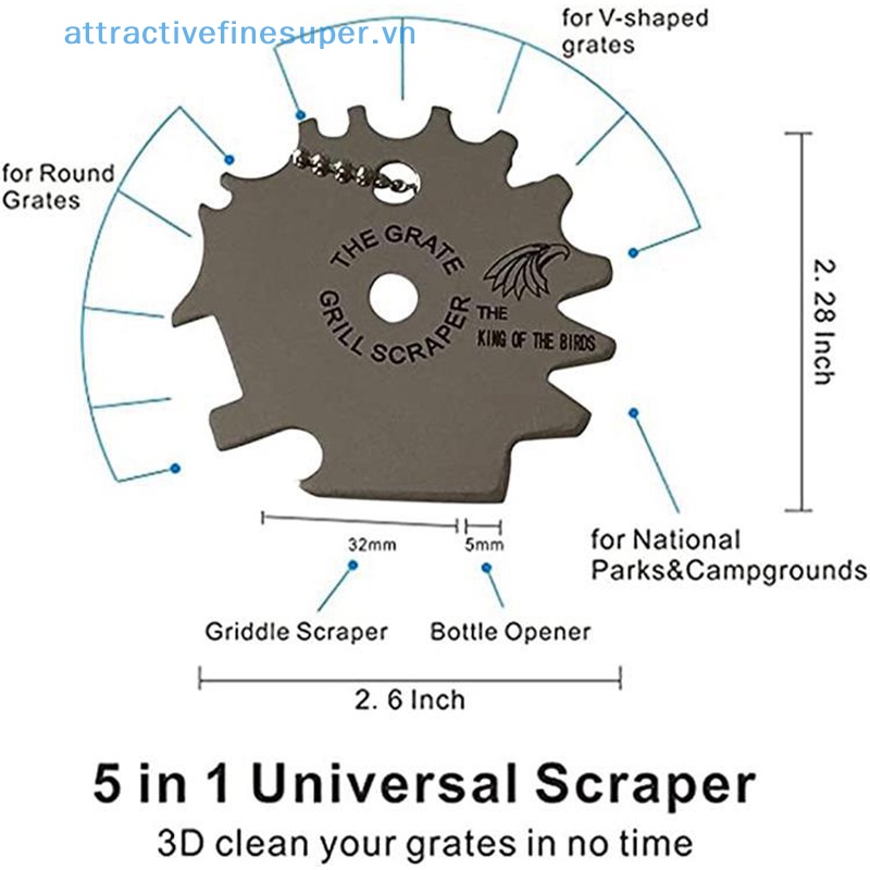 Afs Dụng Cụ Cạo Làm Sạch Vỉ Nướng BBQ Bằng Kim Loại Nhỏ Gọn