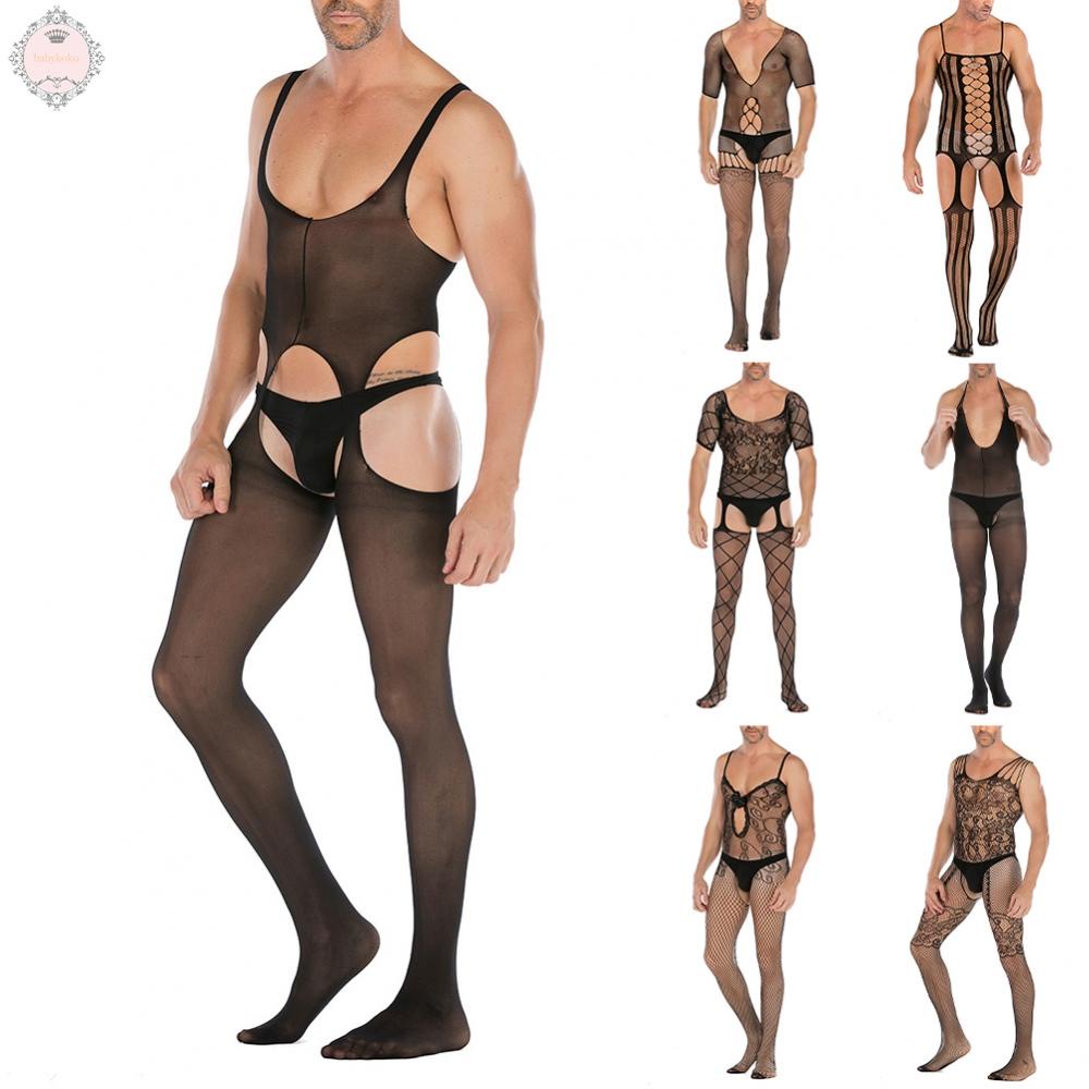Jumpsuits Full Body Mesh Hollow Out Man Mesh Sheer Transparent Underwear
