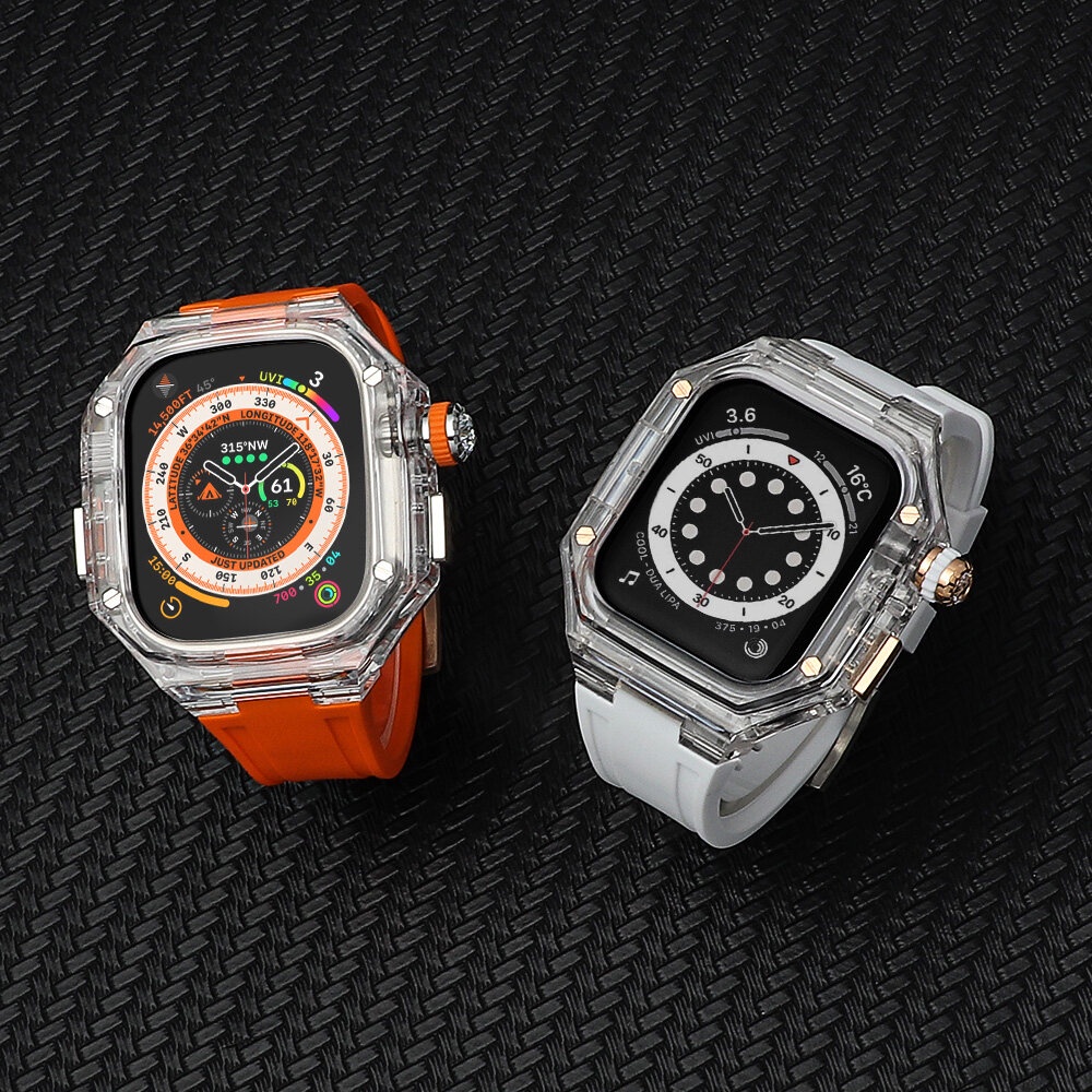 Dây Đeo Cao Su Trong Suốt Sang Trọng Cho Đồng Hồ Thông Minh Apple Watch series 8 7 Ultra 49mm 45mm I Watch 6 5 se 4 44mm 45mm