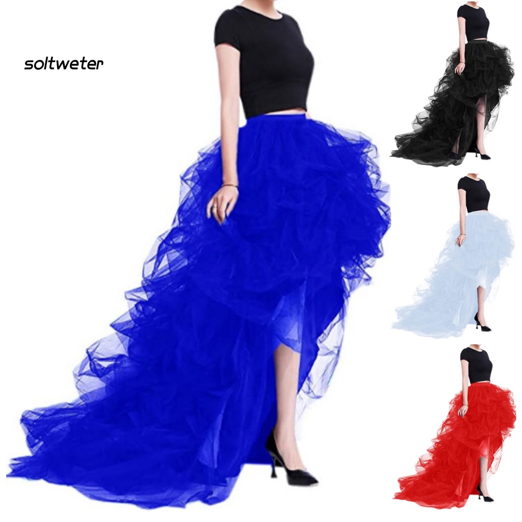 Chân Váy Tulle Lưng Cao Co Giãn Màu Sắc Trơn Dành Cho Nữ