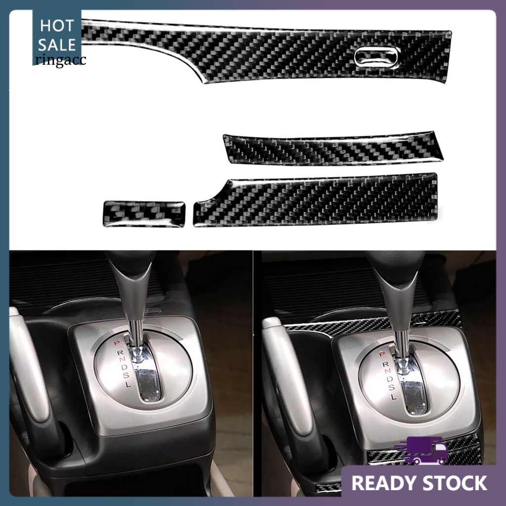 1 Bộ Nhãn Dán Trang Trí Cần Số Tự Dính In Họa Tiết Sợi Carbon Nhỏ Gọn Cho Honda Civic 8th Gen 2006-2011