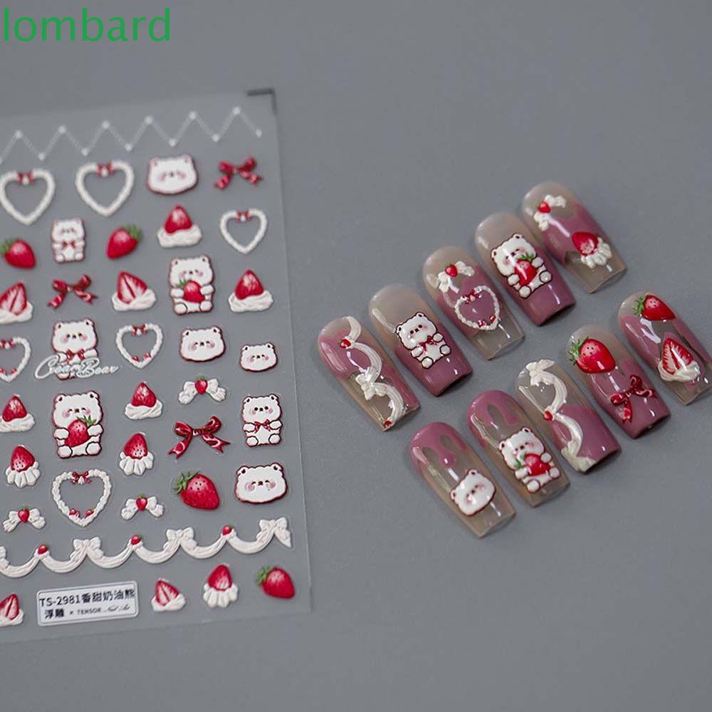 LOMBARD Miếng Dán Trang Trí Móng Tay Họa Tiết Trái Cây Hoạt Hình Dễ Thương DIY