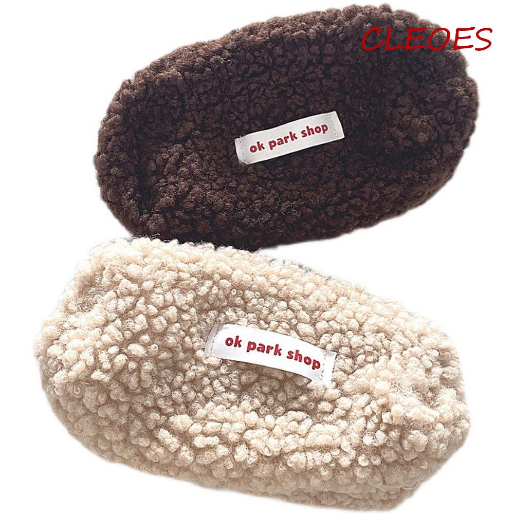 CLEOES Túi Đựng Bút Chì / Mỹ Phẩm Để Bàn Bằng Lông Cừu Sức Chứa Lớn Tiện Dụng Cho Trường Học