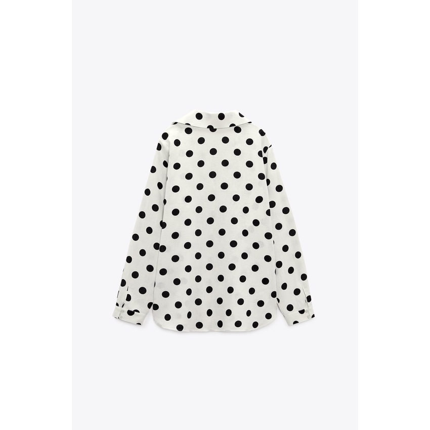 Áo Sơ Mi Vải Lanh Dáng Rộng Họa Tiết Chấm Bi Cài Một Hàng Nút Kiểu Mới Thời Trang Mùa Hè 3715625