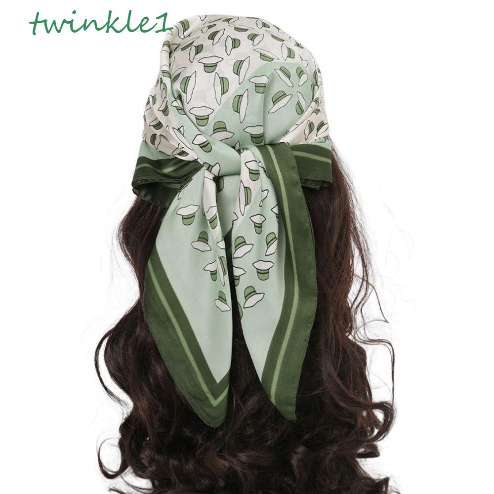 TWINKLE Khăn Choàng Cổ Vuông In Họa Tiết Vintage Thanh Lịch Trang Trí Đa Ứng Dụng Cho Nữ