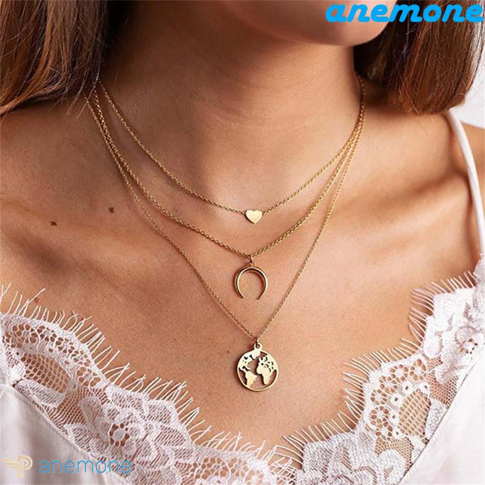 ANEMONE Dây Chuyền Nhiều Lớp Đính Đồng Xu Và Ngôi Sao Thời Trang Cho Nữ