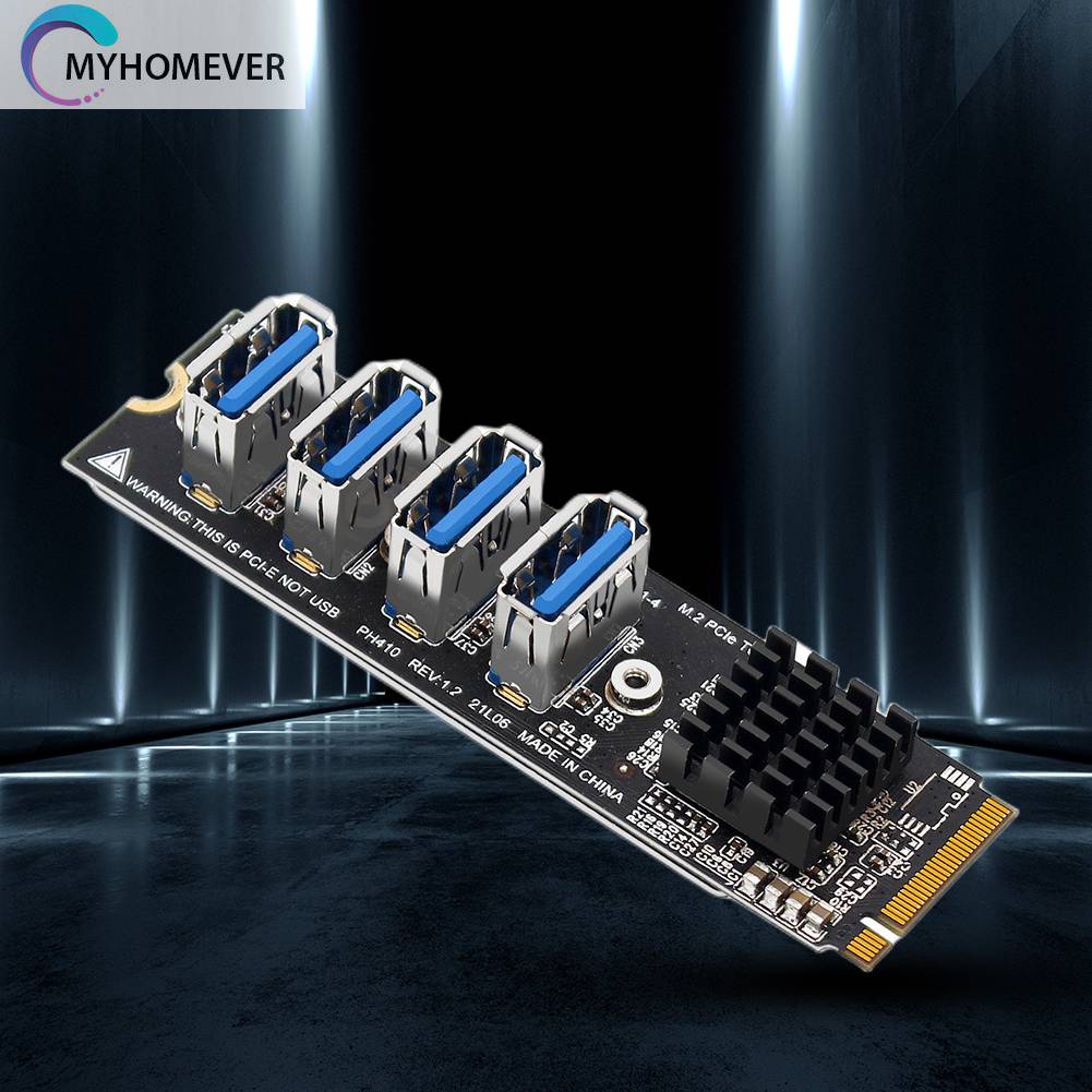 Thẻ Mở Rộng M.2 Mkey Sang 4 PCI-E Tốc Độ Cao Usb 3.0 Cho Máy Tính Bàn